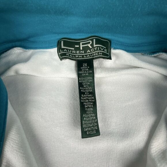 Lauren Active Ralph Lauren Track Jacket Womens Sz 2X 3/4 Sleeve White Teal - Picture 5 of 10